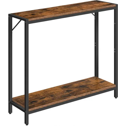 Miniatura 9 de MAHANCRIS Mesa consola, mesa de entrada de 2 niveles, detrás de la mesa del sofá, estilo industrial, resistente y estable, para sala de estar