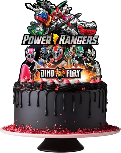 inchTreasures Gifted - Decoración para tartas con licencia oficial de los Power Rangers, suministros para fiesta de cumpleaños de Power Rangers,