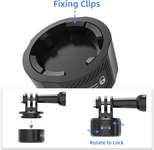 Miniatura 5 de Kit de montaje de base de liberación rápida para GoPro, succión magnética y adaptador de bloqueo giratorio compatible con GoPro Hero 13 12 11 10 9 8