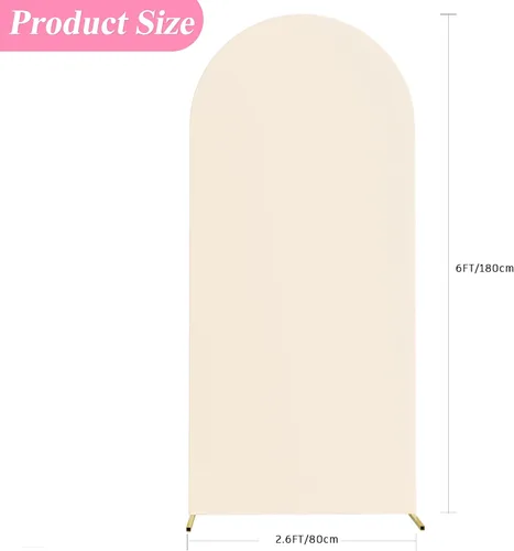 Miniatura 2 de Putros Cubierta de Arco de Boda 6 Pies Beige Spandex Ajustada Parte Superior Redonda Chiara Cubiertas de Soporte de Fondo para Decoración de Bodas