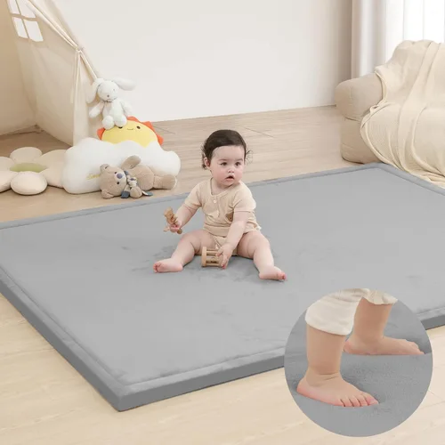 Miniatura 82 de Huloo Sleep Alfombra de juego para bebé para piso, 47 x 47 pulgadas (beige)