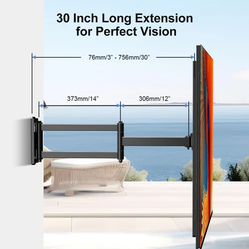 Miniatura 2 de Suptek Soporte de pared para TV de esquina de brazo largo para la mayoría de televisores de 23 a 60 pulgadas, soporte de TV de movimiento completo