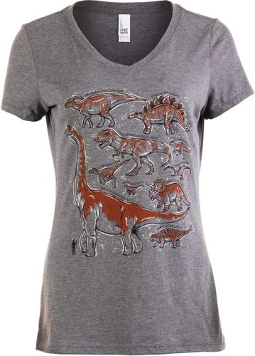 Miniatura 8 de Dinosaur Species Camiseta con cuello en V para fiesta de cumpleaños de Dino Mom para mujer