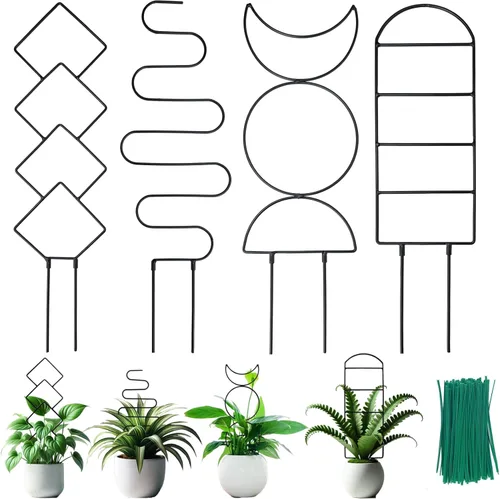 Miniatura 7 de 4 Paquetes de Enrejados para Plantas Trepadoras de Interior, HENABLE Enrejado de Metal Pequeño para Jardín para Plantas en Macetas al Aire Libre