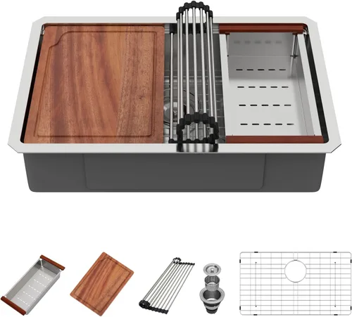 Miniatura 13 de Fregadero de Montaje Bajo de 13 Pulgadas - Beslend 13”x15”x9” Fregadero de Cocina de Acero Inoxidable de Montaje Bajo Calibre 16 Fregadero de Cocina