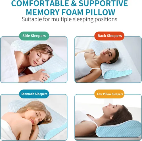 Miniatura 7 de Almohadas de Espuma Viscoelástica Almohada para el Cuello para Dormir, Almohada Cervical Ergonómica Almohada de Cama para Personas que Duermen