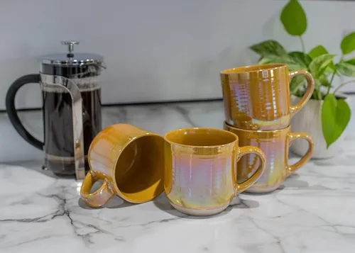Miniatura 6 de Elanze Designs Taza de café de cerámica con esmalte reactivo brillante de gran tamaño de 17 onzas líquidas para uso diario en la cocina, grado Tono
