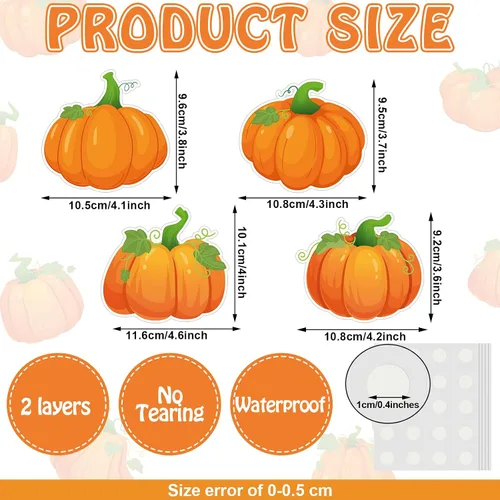 Miniatura 2 de Zhanmai 60 piezas de calabazas de Acción de Gracias, decoración de tablón de anuncios de otoño, Acción de Gracias, recortes de calabaza de papel