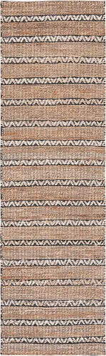 Miniatura 3 de SAFAVIEH Natural Fiber Collection NFB655Z - Alfombra de pasillo de 2 pies 3 pulgadas x 8 pies, color negro y natural, hecha a mano de yute a rayas