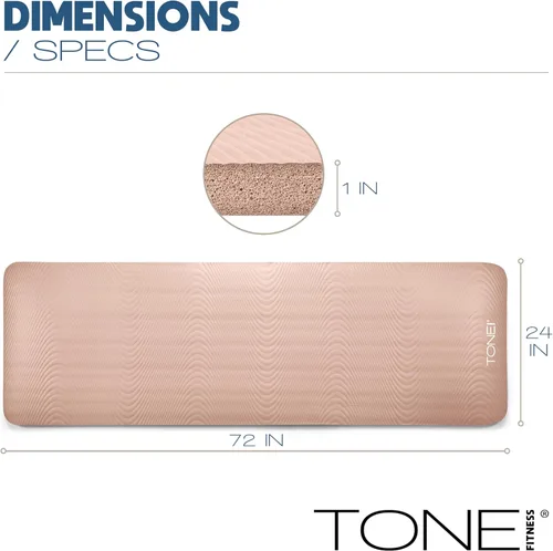 Miniatura 4 de Tone Fitness Esterilla de yoga de 1 pulgada de grosor Alfombrilla de ejercicio antideslizante de alta densidad con correa de transporte para yoga