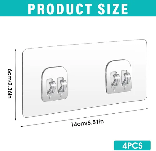 Miniatura 2 de COMNICO Paquete de 4 ganchos adhesivos de repuesto para regadera, adhesivo autoadhesivo fuerte, sin perforaciones, ganchos colgantes impermeables