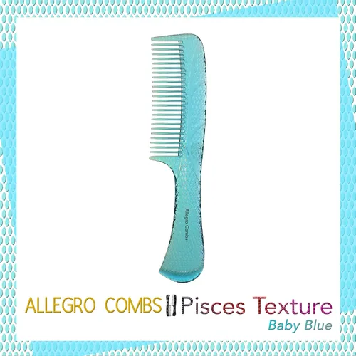 Miniatura 9 de Allegro Combs #1004 - Peine desenredante de dientes anchos irrompible, acabado brillante galvanizado degradado, peine de mango para cabello natural