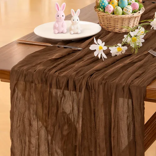 Miniatura 61 de Socomi - 10 caminos de mesa de gasa, estilo bohemio y rústico, para primavera, Pascua, bodas, fiestas, baby showers, cumpleaños y decoración, 120