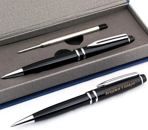 Miniatura 9 de Grabado gratuito – Bolígrafo de rodillo personalizado, bolígrafo de bola, bolígrafos recargables, lápiz retráctil de recarga mediana, tinta negra