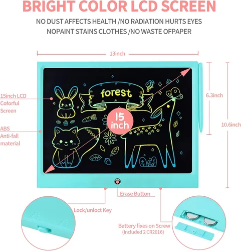 Miniatura 2 de Tableta de escritura LCD para niños, tablero electrónico colorido para garabatos electrónicos de 15 pulgadas para niños a partir de 3 años, juguetes