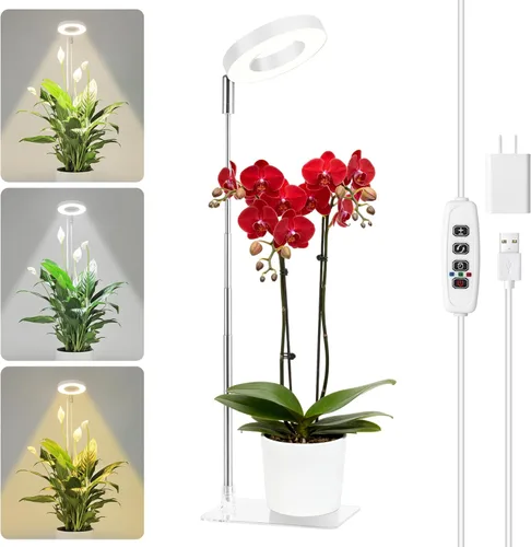 Miniatura 12 de Luz blanca de cultivo de 3.54 pulgadas, luces de espectro completo para plantas para cultivo en interiores con temporizador de 3/9/12H, 3 modos