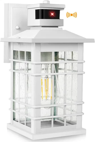 Miniatura 19 de Lámpara exterior con sensor de movimiento para montaje en pared, de bronce aceitado del anochecer al amanecer, impermeable, con base E26, linterna