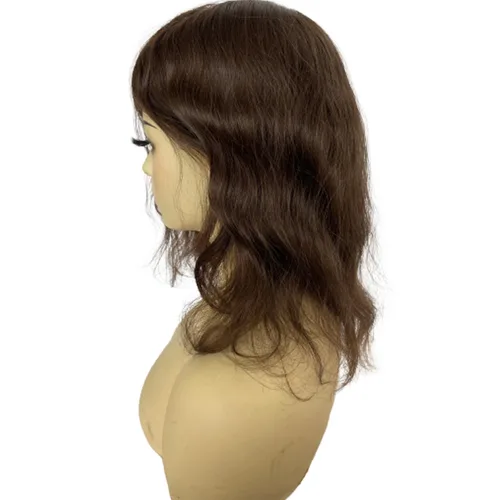 Miniatura 3 de Voloria Toppers de cabello humano real de 12 pulgadas para mujer, densidad media, base de poliuretano completa, extensiones de cabello (#3)