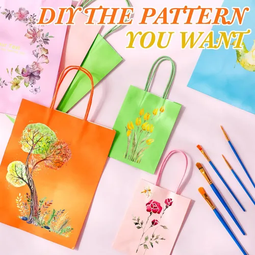 Miniatura 4 de Qilery Paquete de 16 bolsas de regalo arcoíris con asas, varios tamaños, bolsas de papel multicolor con papel de seda para cumpleaños, baby showers