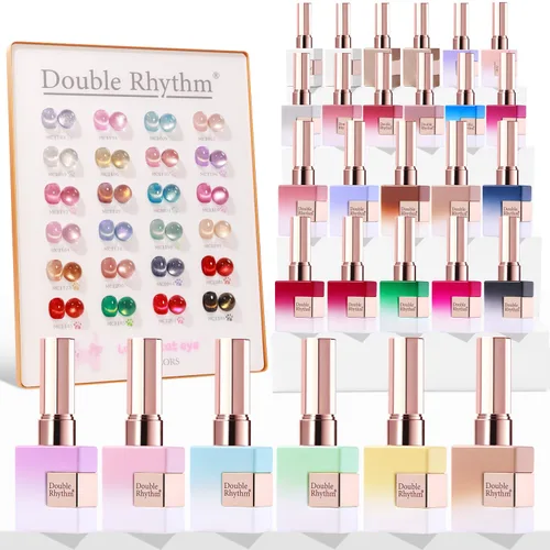 Miniatura 23 de Double Rhythm - Juego de esmalte de uñas en gel de 28 piezas, 0.5 onzas, kit de esmalte de uñas de gel de remoción, mismo color, misma botella, arte