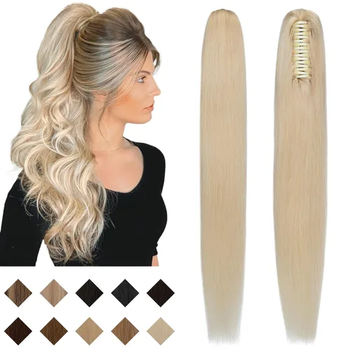 Miniatura 19 de SEGO Pinza de Gancho Extensión de Cola de Caballo Extensiones de Cabello Humano con Pinza para Cola de Caballo Extensiones de Cabello Real de Cola