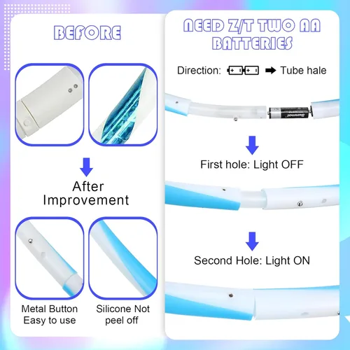 Miniatura 5 de Paquete de 8 aros de luz LED de 36 pulgadas con luces brillantes, aros de ejercicio de fitness, 10 aros de ejercicio que cambian de color, aro Azul