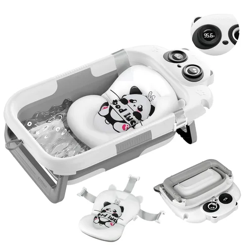 Miniatura 14 de Bañera plegable para recién nacidos a niños pequeños (0 a 24 meses), bañera portátil para bebés para viajes, bañera para recién nacidos con cojín