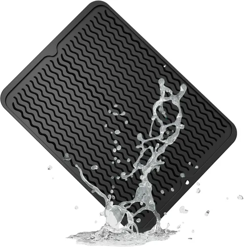 Miniatura 57 de ZLR 2 bandejas de silicona para fregadero (6 x 12 pulgadas/6.024 x 12.008 in) - Soporte estrecho para esponja para encimera de cocina - Tapete Negro