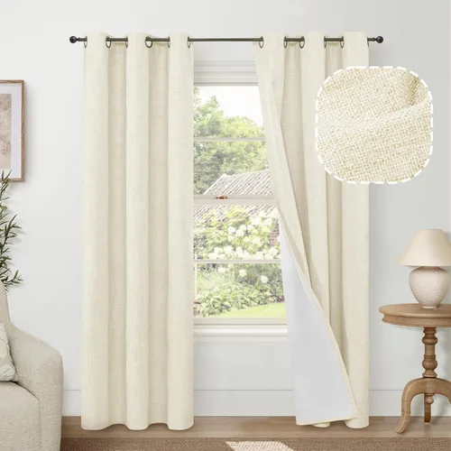 Miniatura 30 de Cortinas Opacas de Lino Azul Bebé para Guardería de 40 Pulgadas de Largo, 2 Paneles, Cortinas Cortas con Aislamiento Térmico Boho de Bloqueo Total