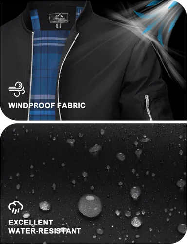 Miniatura 4 de TACVASEN Chaqueta bomber para hombre, con forro a cuadros, casual, cortavientos, elegante, ligera, para otoño, primavera, chaquetas resistentes al
