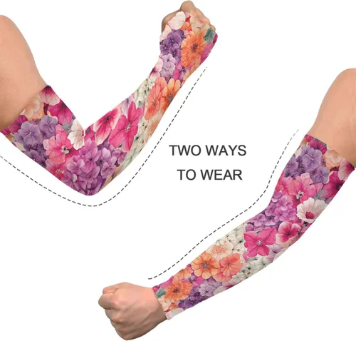Miniatura 6 de Mangas de jardinería con diseño de libélula de flores, con agujero para el pulgar, protección solar, mangas para brazos para mujeres y hombres