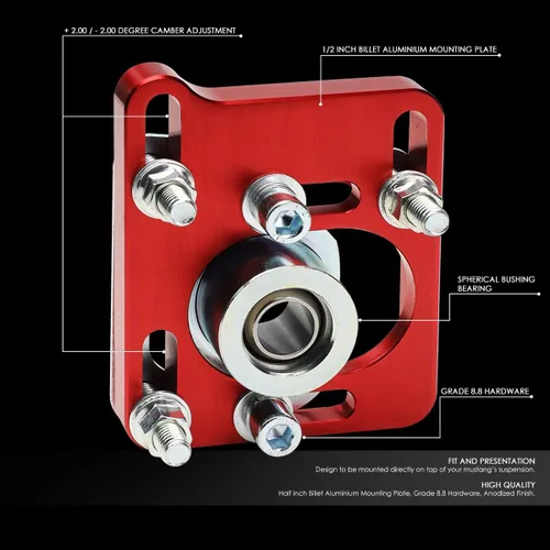 Miniatura 2 de DNA Motoring CBK-PLT-FM94-RD Placas delanteras ajustables +/- 2.5 Camber/Caster