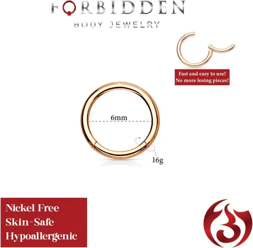 Miniatura 86 de Forbidden Body Jewelry - Piercing para la nariz de acero quirúrgico 316L con bisagra, 14G, 16G, 18G, diámetro de 15/64, 5/16, 25/64, 15/32 pulgadas