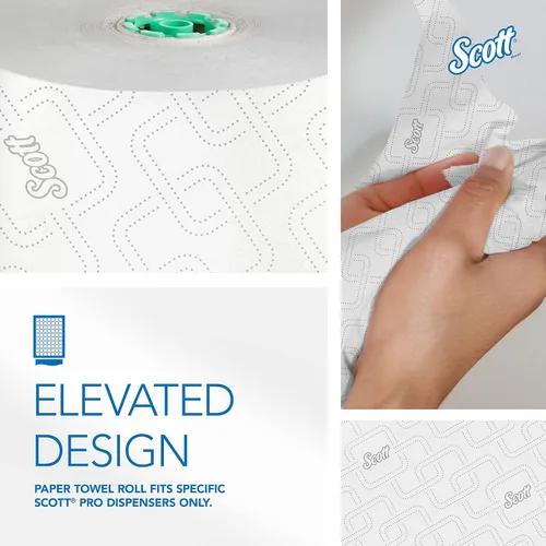 Miniatura 3 de Scott Professional Toallas de papel duro de alta capacidad, a granel (25700), enrolladas duras, diseño elevado, bolsillos de absorción, blanco