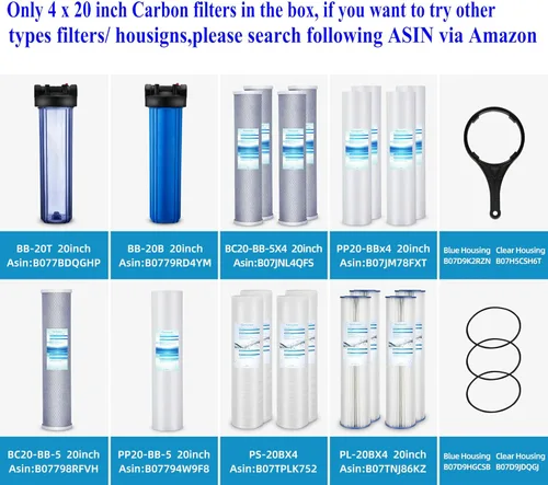 Miniatura 7 de Geekpure Filtro de agua de bloque de carbono de 20 pulgadas que elimina olores de sabor a cloro para filtración de toda la casa, 4.5 x 20 pulgadas