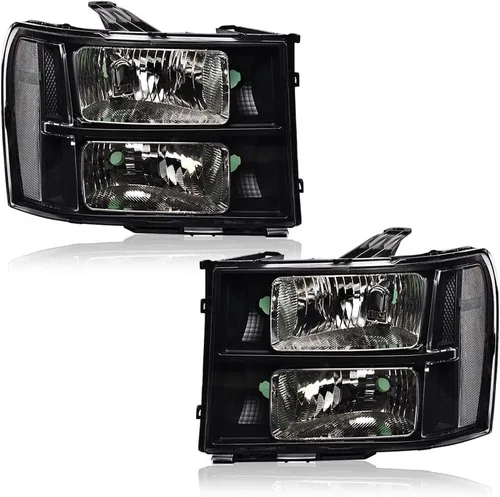 Miniatura 12 de PIT66 Conjunto de faros compatible con GMC Sierra 1500 2500HD 3500HD 2007-2013 Faros de halogéno para lado del conductor y del pasajero Lente