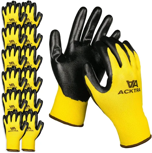 Miniatura 6 de ACKTRA Guantes de trabajo de seguridad con revestimiento de nitrilo, 12 pares, WG003 gris/gris, XS
