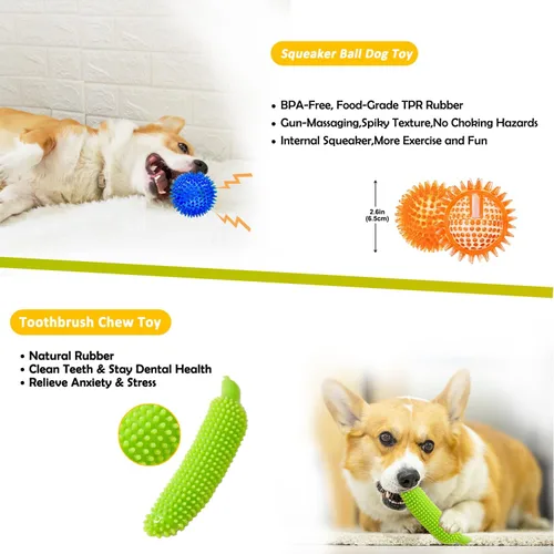 Miniatura 3 de Aipper Juguetes para perros, paquete de 25 unidades para diversión y limpieza dental, paquete de juguetes masticables para cachorros con juguete