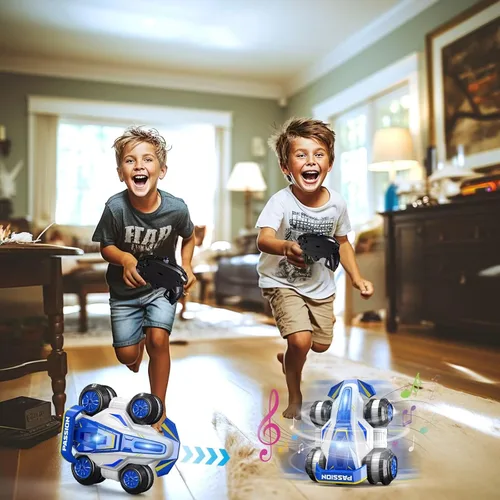 Miniatura 5 de LOOZIX Coche de control remoto mejorado 360° Spins RC Car 2 en 1 antigravedad RC Racer Wheelie Drift Stunt Car con luces y música, regalos