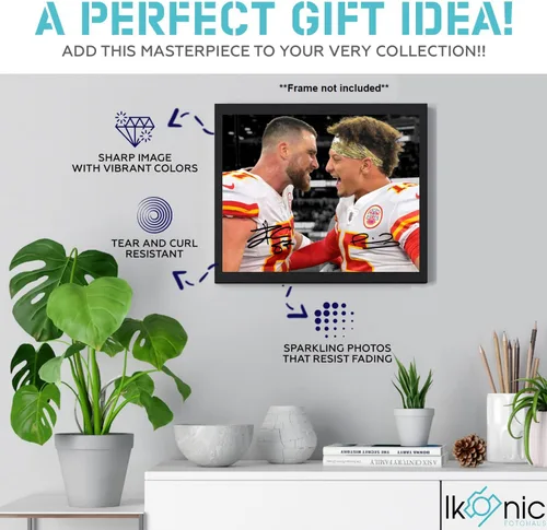 Miniatura 2 de Ikonic Fotohaus Travis Kelce Patrick Mahomes con foto firmada y autógrafo, arte de pared para decoración del hogar