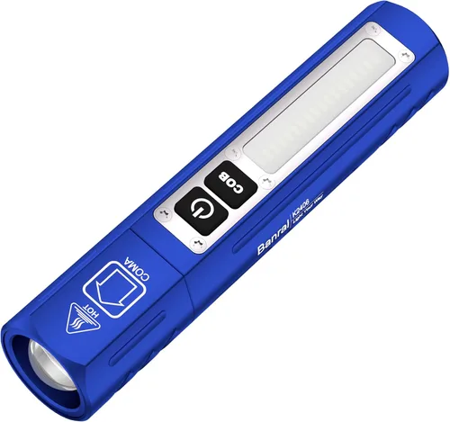 Miniatura 11 de Banral Linternas tácticas recargables de alto lúmenes - Súper brillante pequeña y potente linterna LED magnética USB C, 8 modos, botón doble Azul