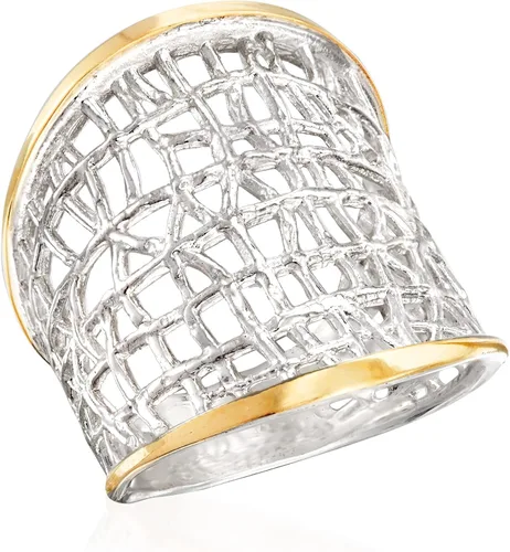 Miniatura 4 de Ross-Simons Sterling Silver and 14kt Yellow Gold Free-Form Lattice Ring