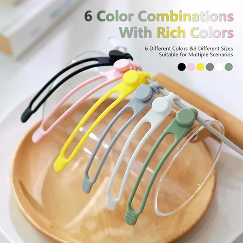 Miniatura 7 de Bridas para cables de datos, organizador de cables de silicona reutilizable, cable elástico multiusos para agrupar auriculares, cargador