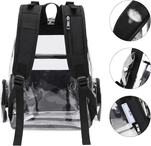 Miniatura 4 de Mochila transparente para pañales para bebés, niñas y niños, bolsas de pañales para mamá para mujeres (negro)