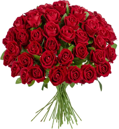 Miniatura 15 de Flores artificiales, rosas táctiles, ramo de rosas falsas, tallo de flores para centros de mesa de boda, corona de bricolaje, decoración del hogar