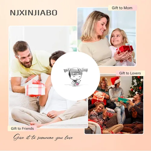 Miniatura 6 de Dijes de plata de ley 925 para pulseras y collares, dijes colgantes de familia de ratones de amor, abalorios, joyería de regalo para mujeres