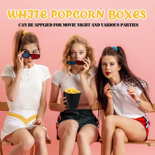Miniatura 5 de Zopeal Juego de mini cajas de palomitas de maíz y bolsa transparente para golosinas, bolsas de palomitas de maíz a granel con parte superior Negro
