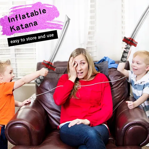 Miniatura 3 de Paquete de 16 espada ninja inflable, espada samurái, Katana inflable, disfraz de espada para niños, playa, piscina, ninja cosplay, recuerdos