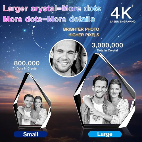 Miniatura 2 de Foto de cristal 3D personalizada, regalos del día de la madre para mamá, regalos de fotos personalizados para ella, él, papá, mujeres, hombres