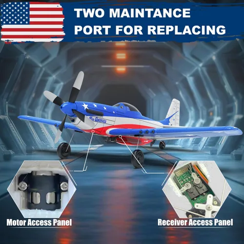 Miniatura 7 de LEAMBE Avión RC de 4 Canales con Control Remoto con 3 Modos - Avión RC P51 Listo para Volar Mejorado para Principiantes Adultos con Sistema
